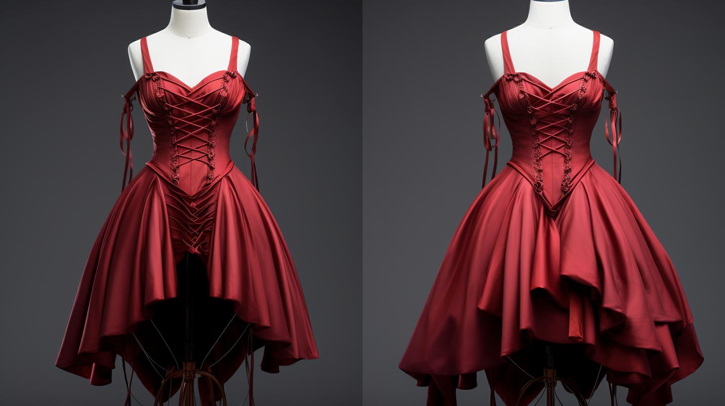 Dieprode, elegante corsetstijl jurk met verstelbare banden en een vloeiende asymmetrische rok, perfect voor dag- en avondlooks.